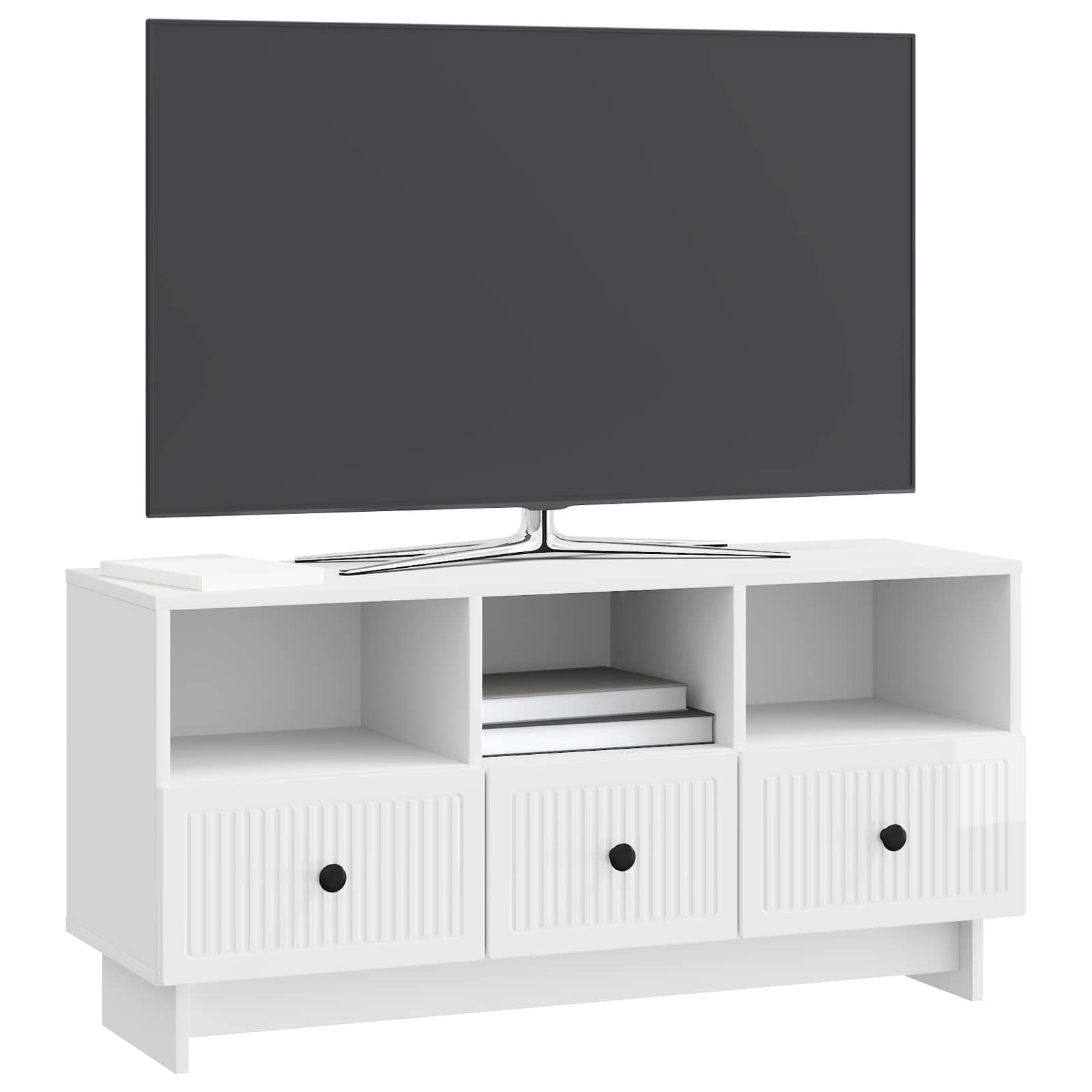 Gabinete para TV com gaveta branco brilhante 102 x 34,5 x 50 cm
