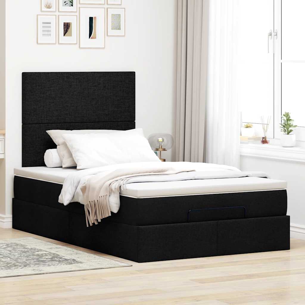 Moldura de cama síriaxl otomana com colchão preto tecido