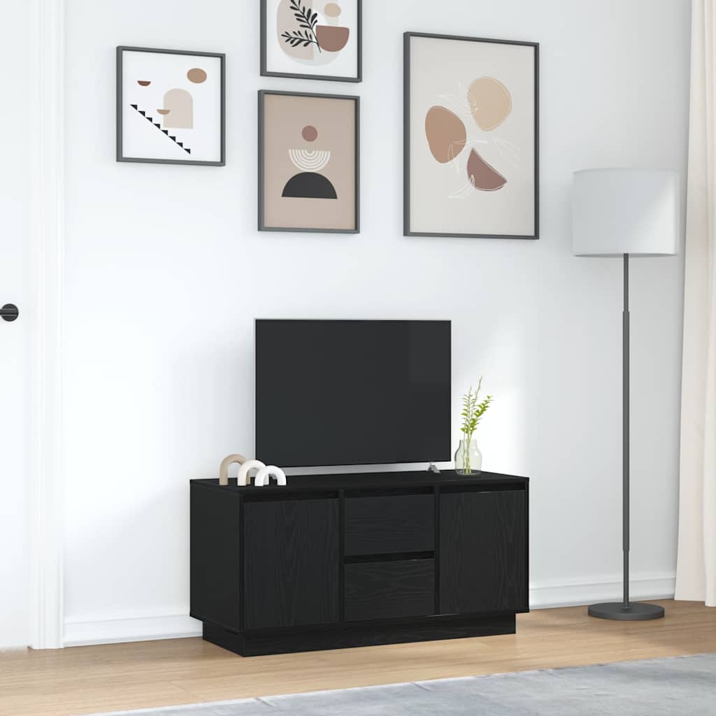 Móvel de TV com luzes LED 100x41x50 cm carvalho preto