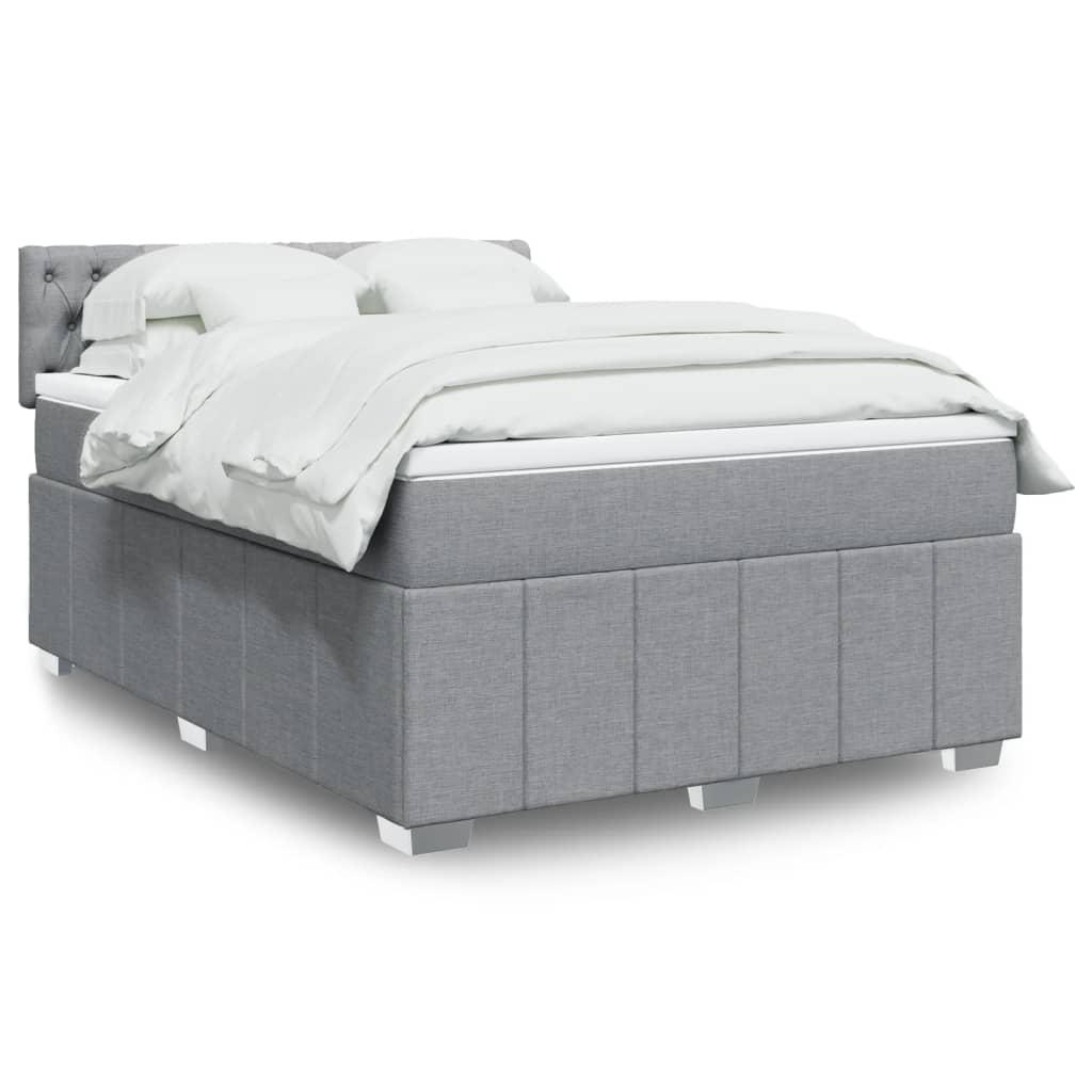 Cama com molas/colchão 140x190 cm tecido cinzento-claro