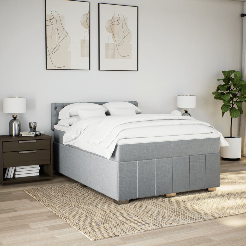 Cama com molas/colchão 140x190 cm tecido cinzento-claro