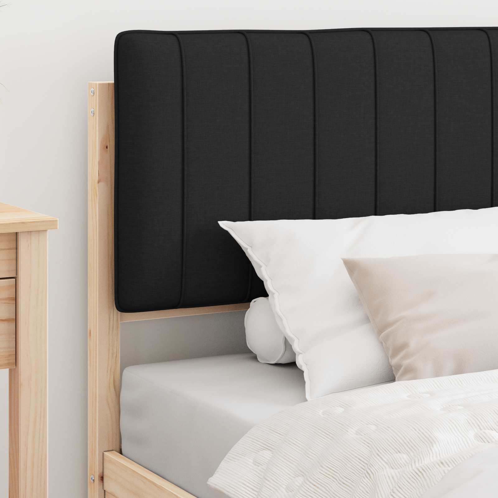 Estrutura de cama com cabeceira estofada preto 100 x 200 cm
