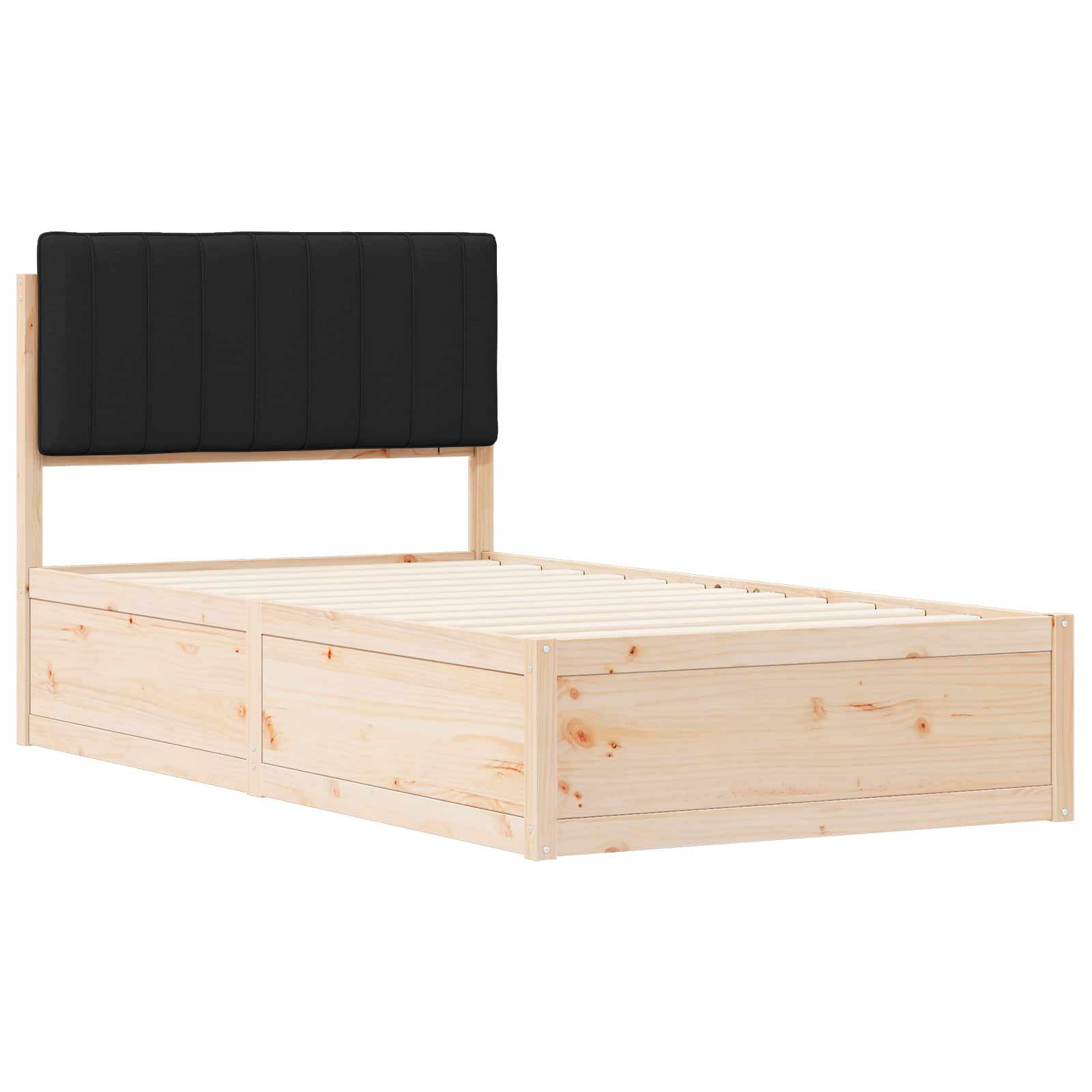 Estrutura de cama com cabeceira estofada preto 100 x 200 cm
