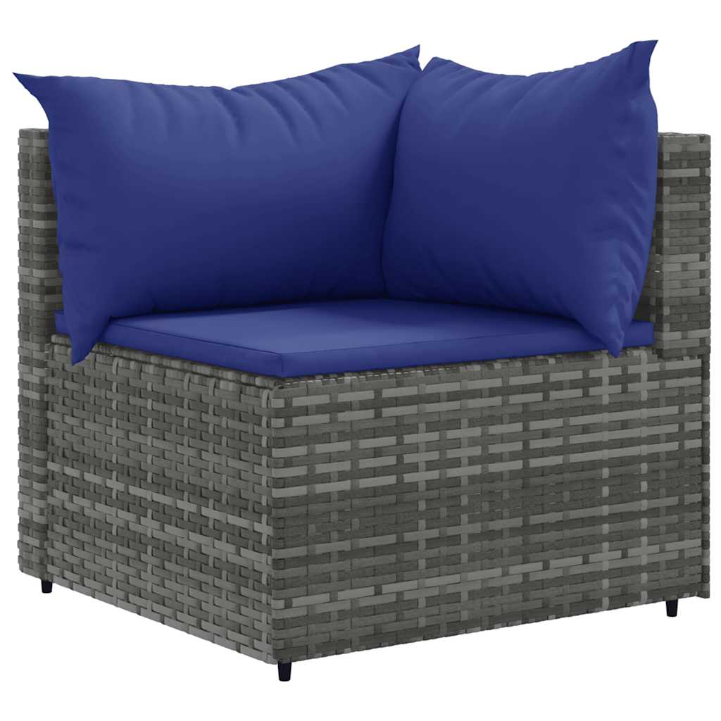 6 Pcs conjunto lounge de jardim c/ almofadões vime PE cinzento