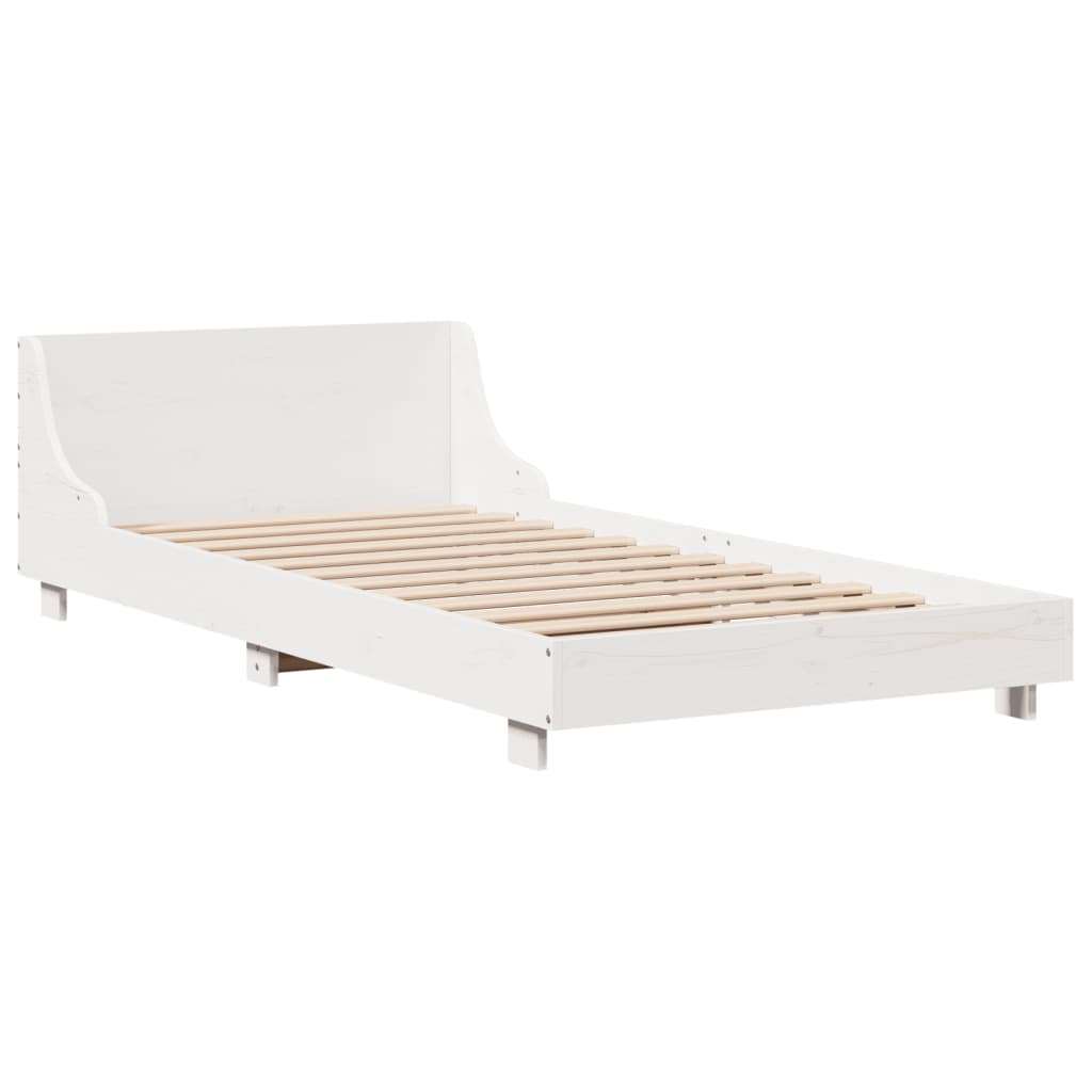 Cama sem colchão 90x190 cm madeira de pinho maciça branco