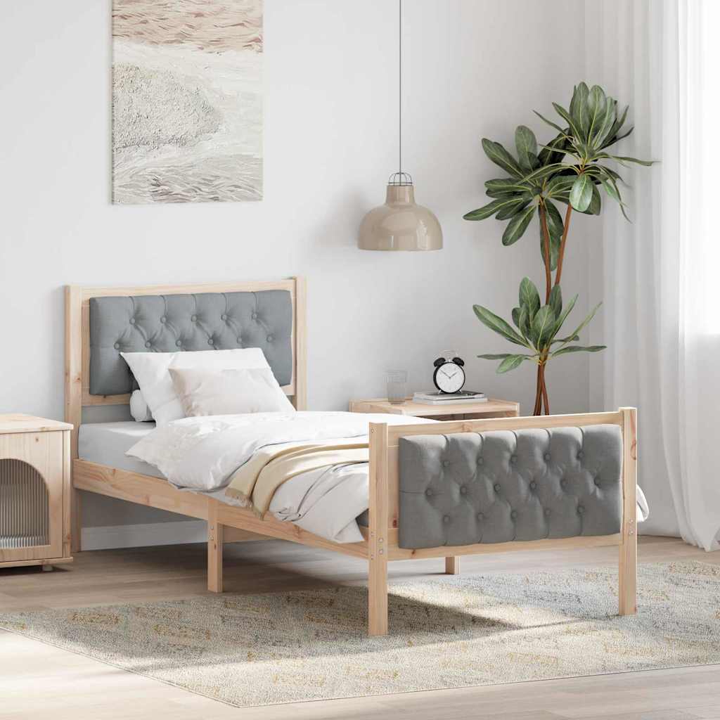 Estrutura da cama com cabeceira cinzento-claro 80 x 200 cm