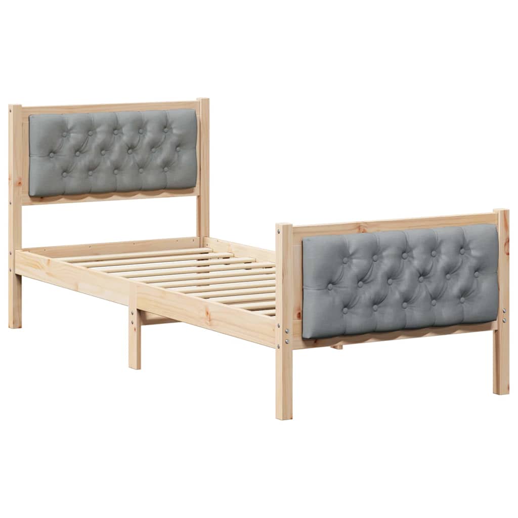 Estrutura da cama com cabeceira cinzento-claro 80 x 200 cm