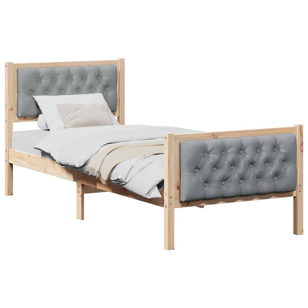 Estrutura da cama com cabeceira cinzento-claro 80 x 200 cm