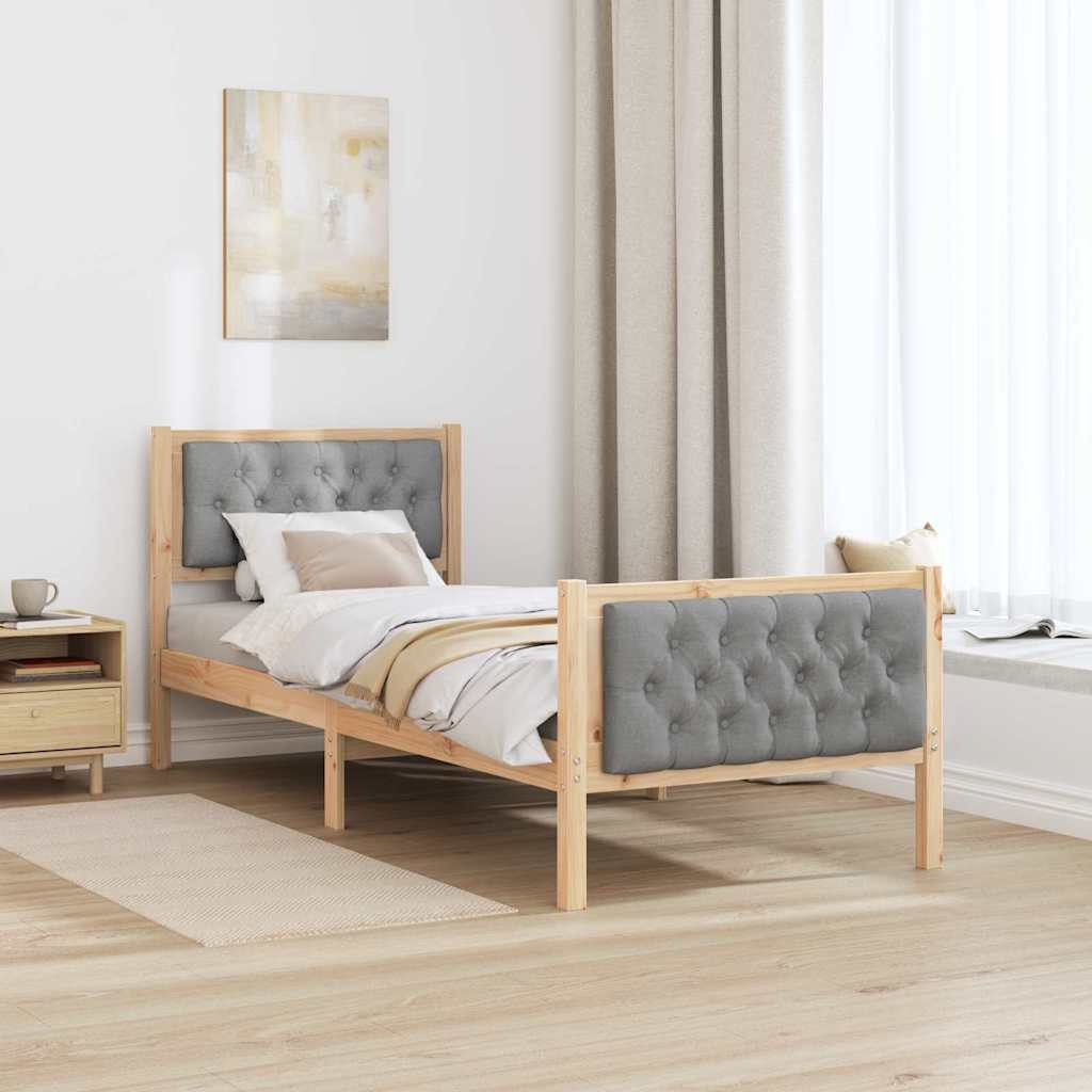 Estrutura da cama com cabeceira cinzento-claro 80 x 200 cm