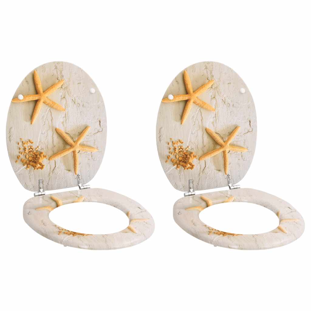 Assentos de sanita com tampas 2 pcs MDF estrela-do-mar