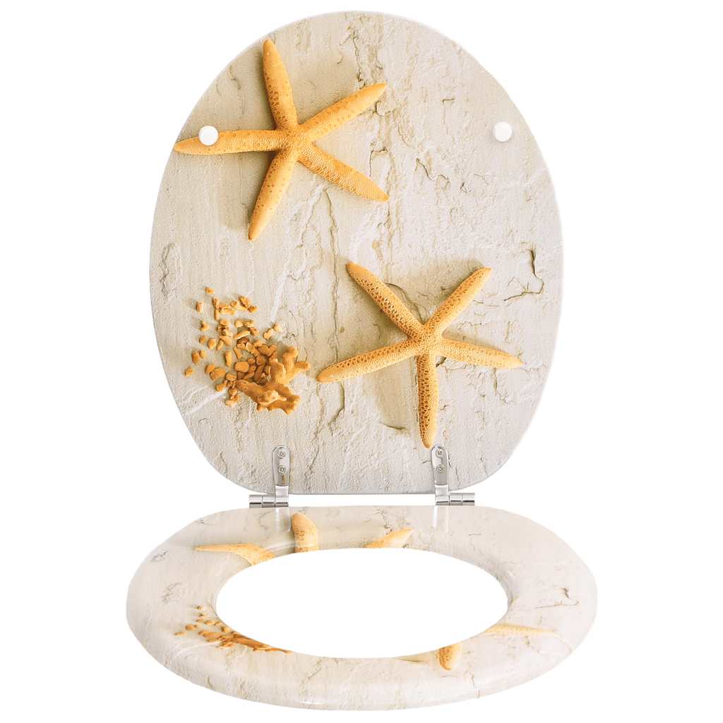 Assentos de sanita com tampas 2 pcs MDF estrela-do-mar