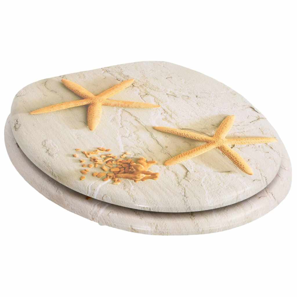 Assentos de sanita com tampas 2 pcs MDF estrela-do-mar