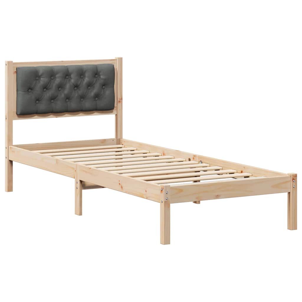 Estrutura da cama com cabeceira cinza escuro 75 x 190 cm