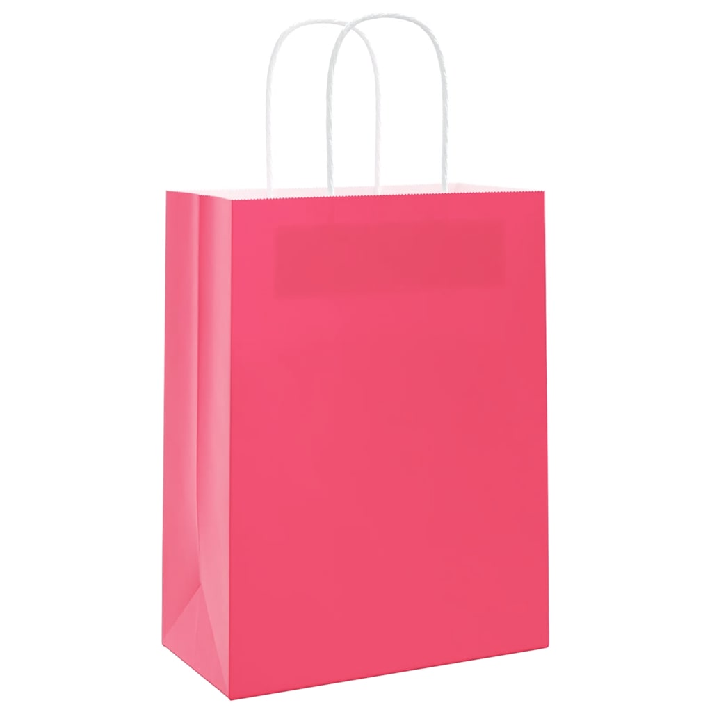 Sacos de papel 50 unid com alças rosa 21x11x28 cm