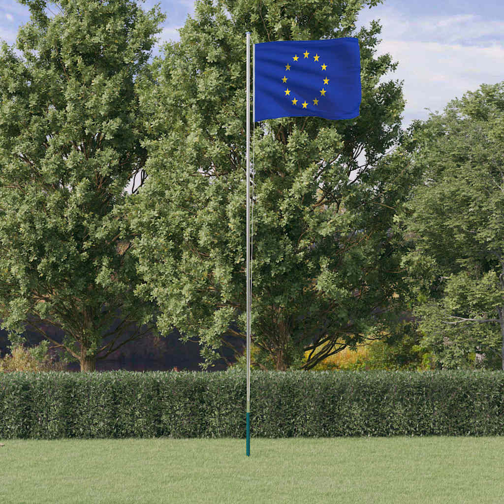 Bandeira da união europeia e mastro 6,08 m alumínio