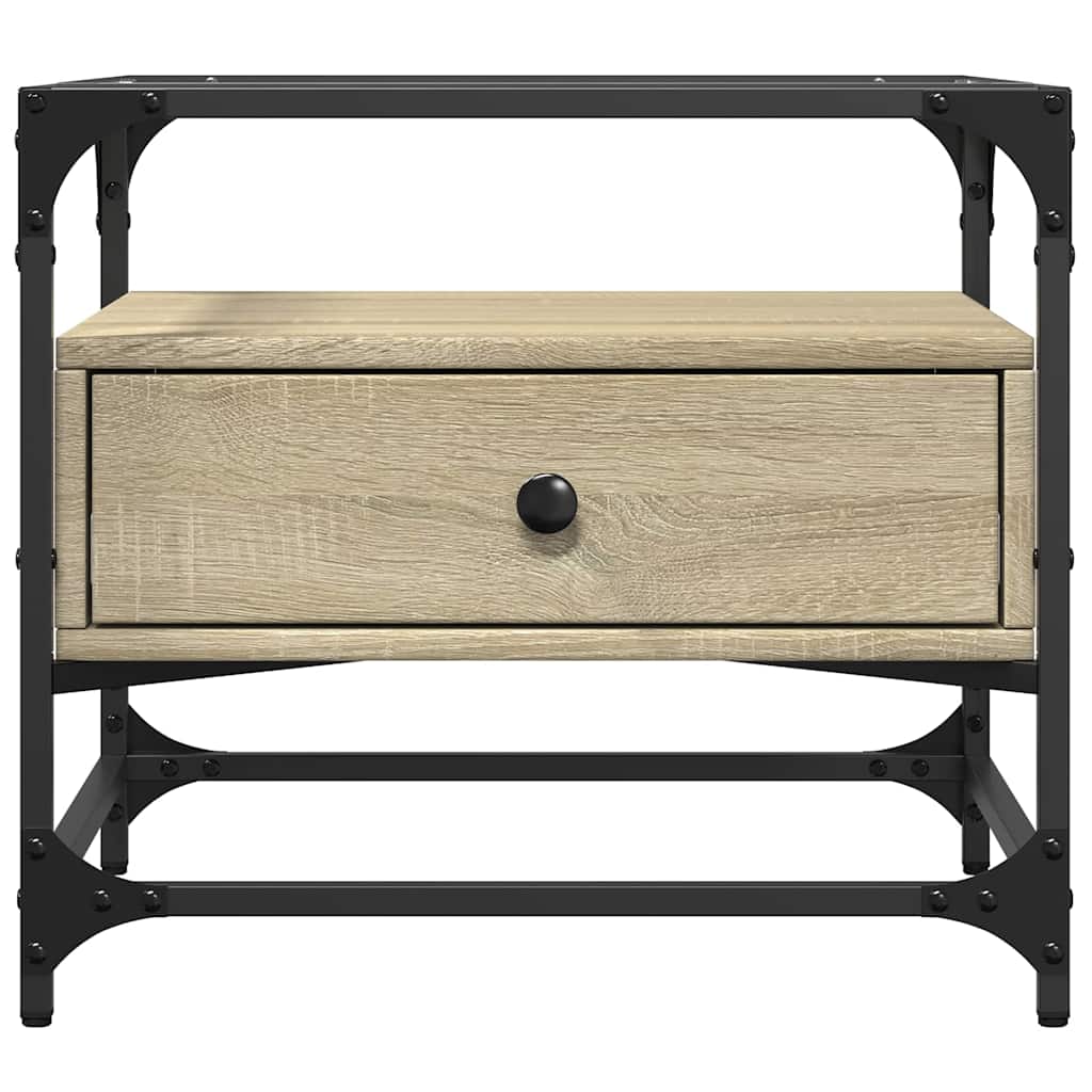 Mesa de centro c/topo de vidro 50x50x45cm carvalho sonoma aço
