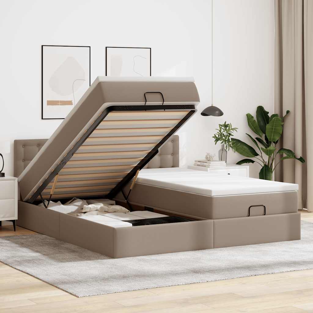 Estrutura de cama otomana com colchões cappucino 180x200 cm