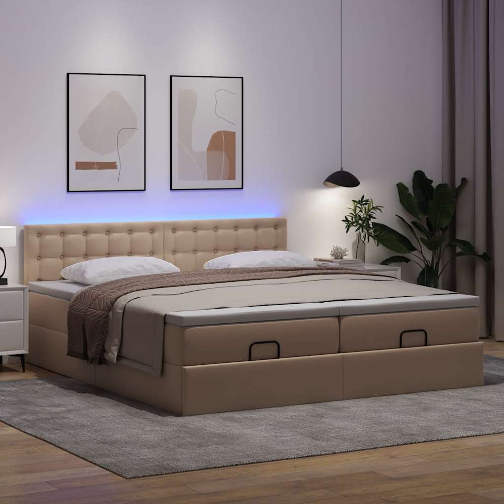 Estrutura de cama otomana com colchões cappucino 180x200 cm