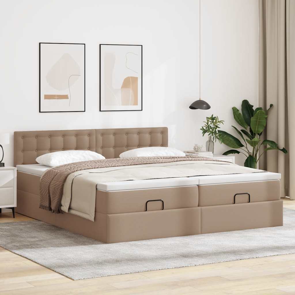 Estrutura de cama otomana com colchões cappucino 180x200 cm
