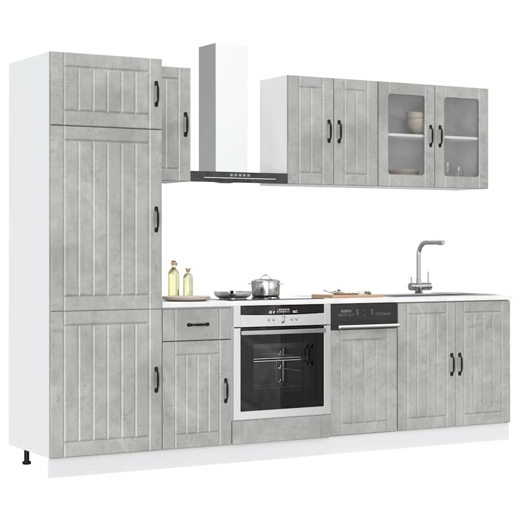 8 Peças armário de cozinha conjunto lucca cinzento cimento