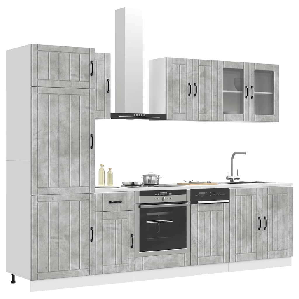 8 Peças armário de cozinha conjunto lucca cinzento cimento