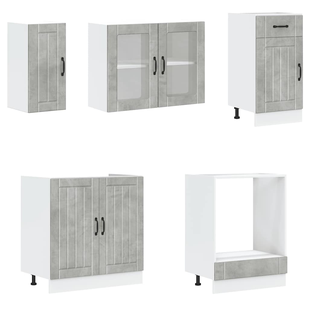 8 Peças armário de cozinha conjunto lucca cinzento cimento