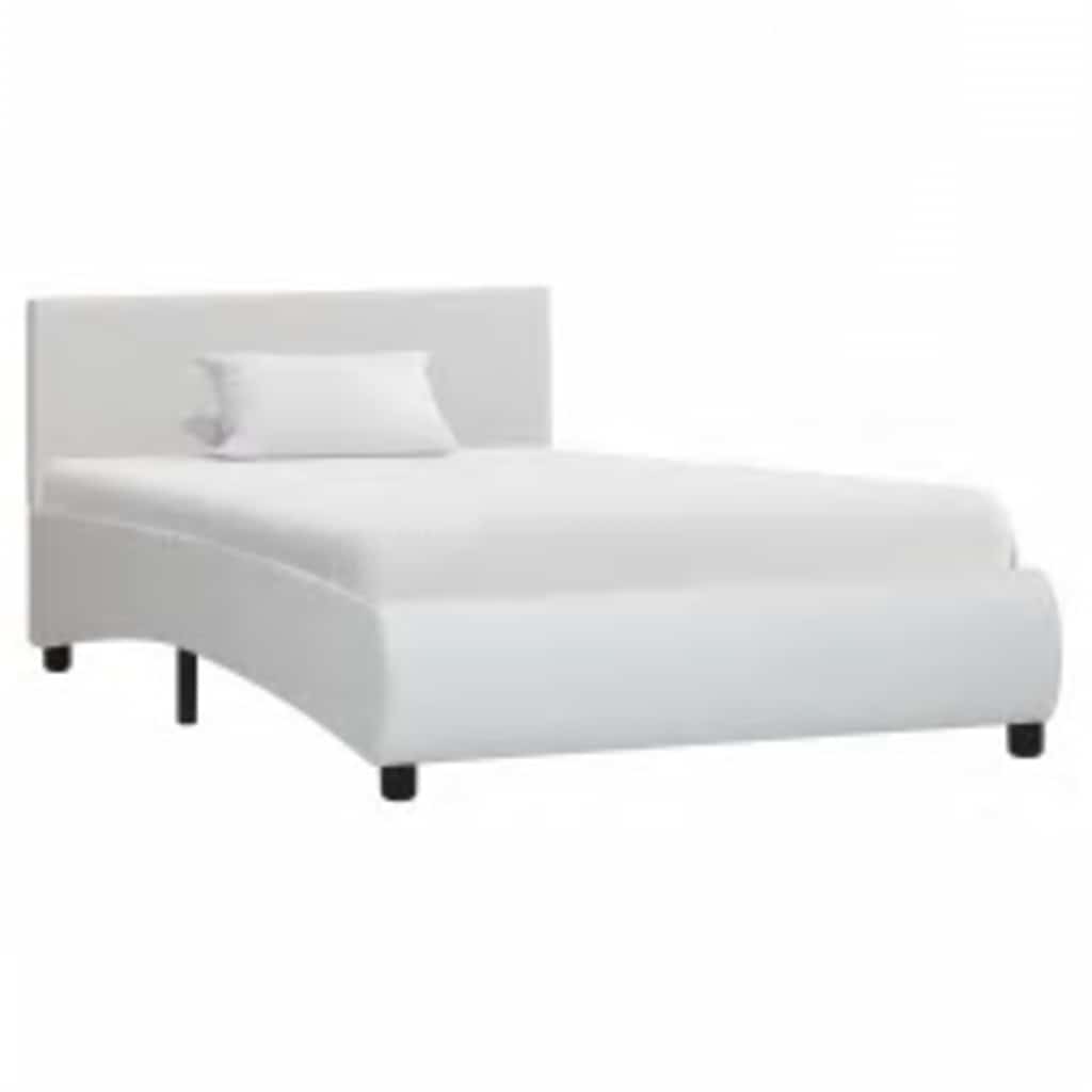 Estrutura de cama com LED 90x200 cm couro artificial branco