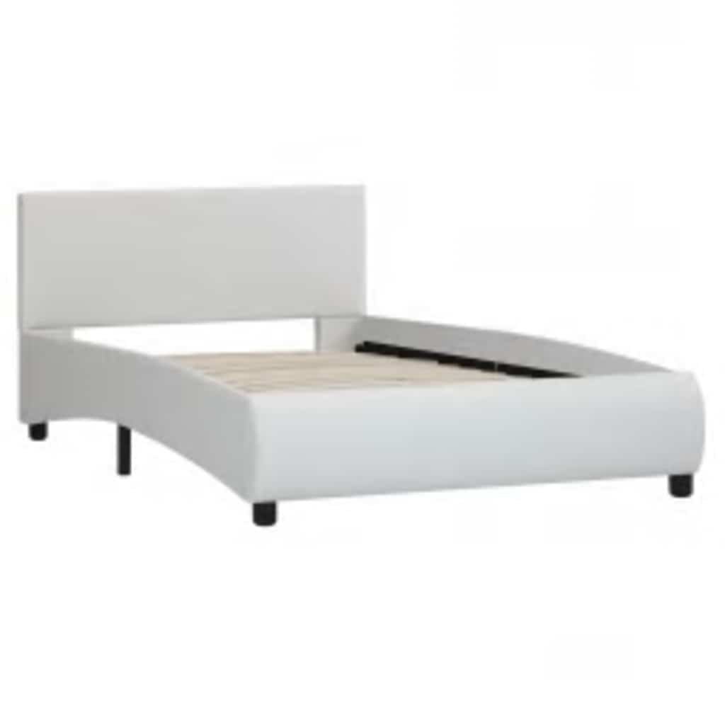 Estrutura de cama com LED 90x200 cm couro artificial branco