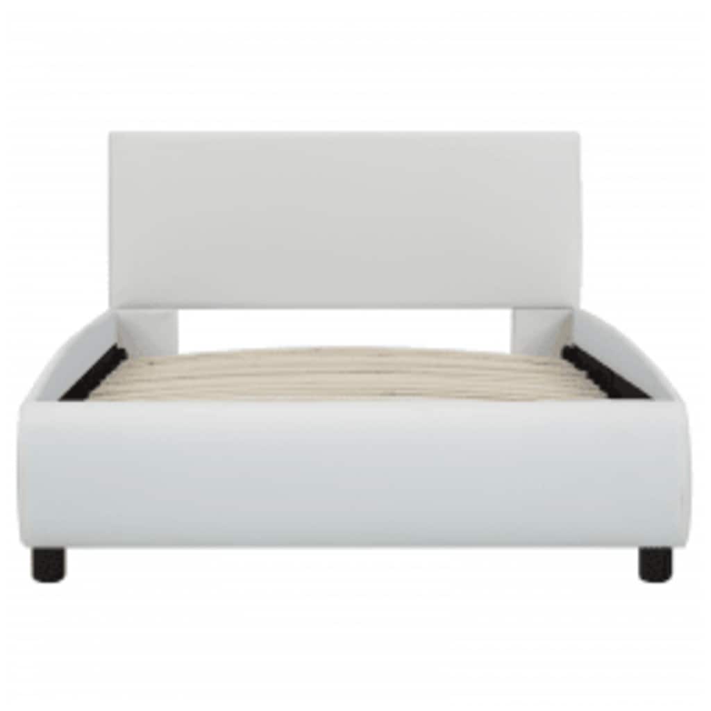 Estrutura de cama com LED 90x200 cm couro artificial branco