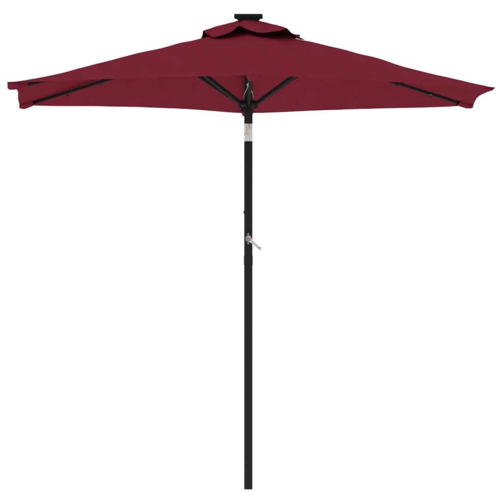 Guarda-sol jardim c/ leds e poste de aço 225x225x212 cm bordô