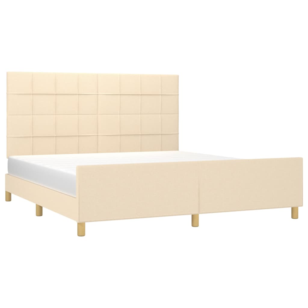 Estrutura de cama sem colchão 180x200 cm tecido cor creme