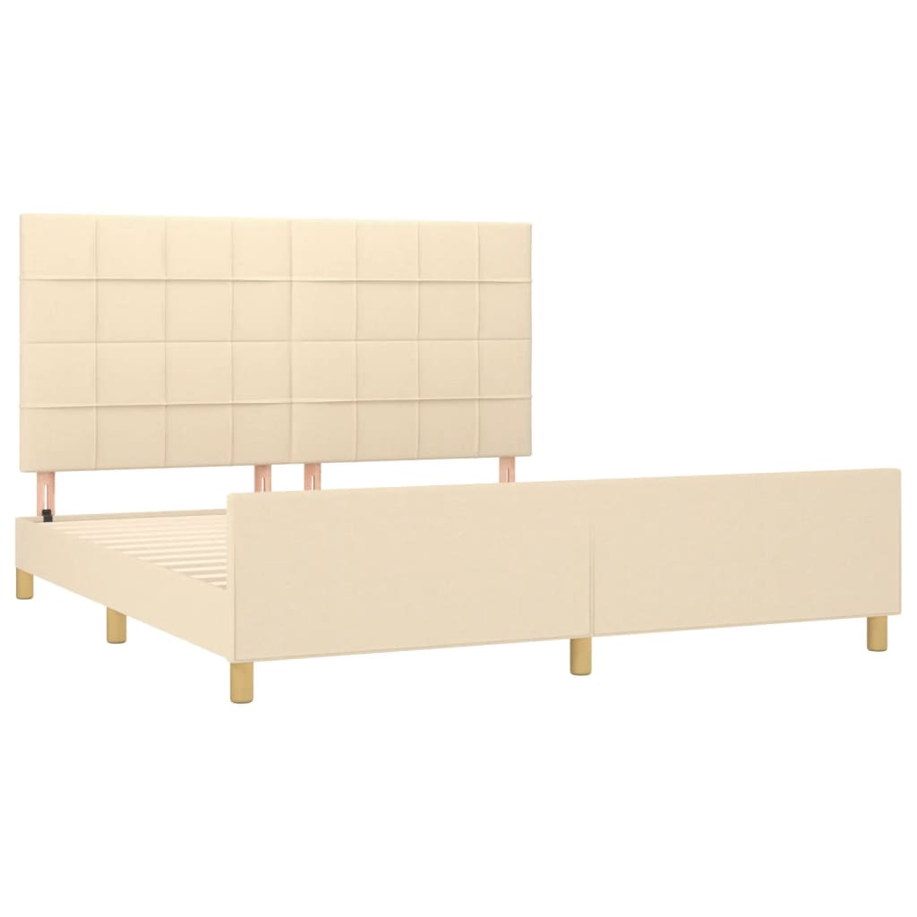 Estrutura de cama sem colchão 180x200 cm tecido cor creme