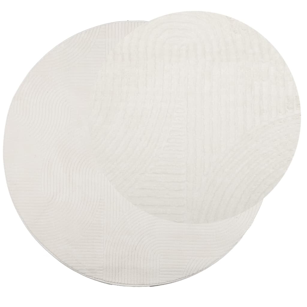 Tapete de pelo curto iza visual escandinavo ø 160 cm cor creme