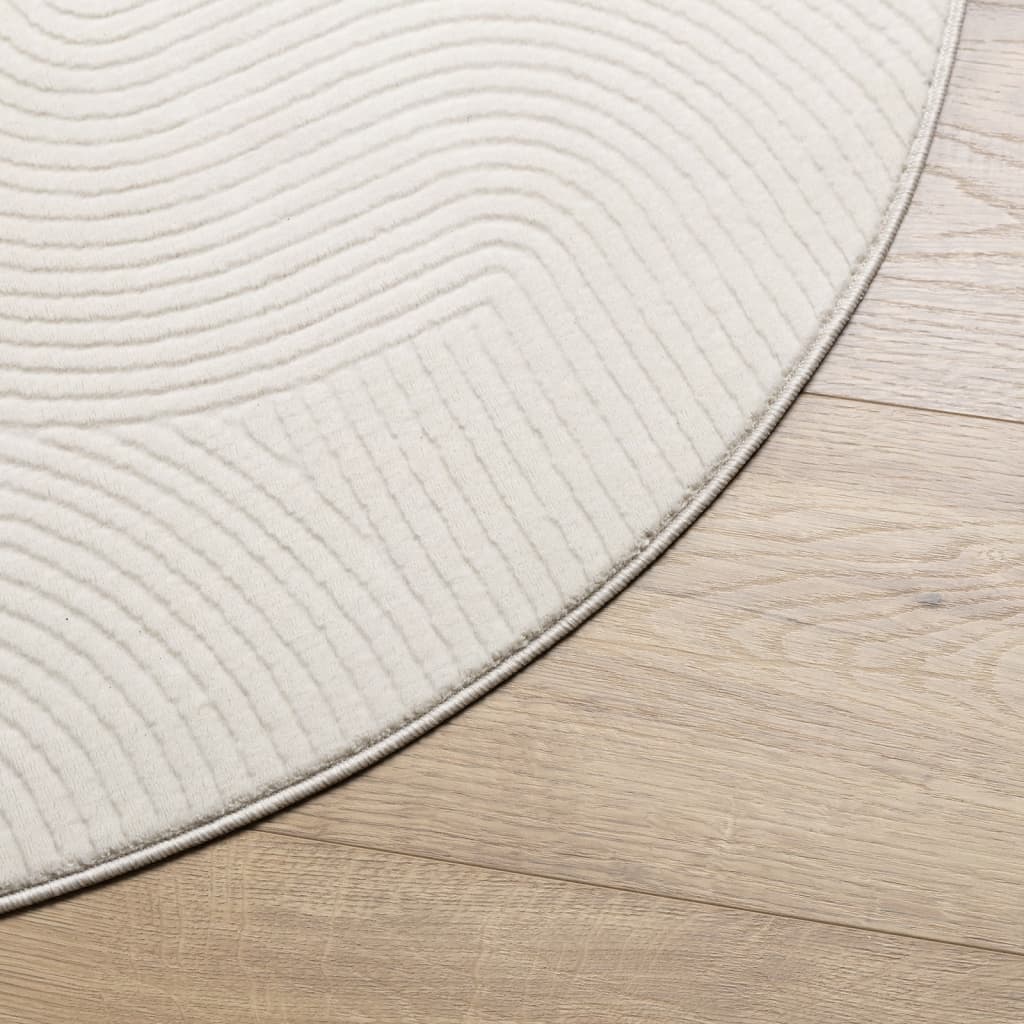 Tapete de pelo curto iza visual escandinavo ø 160 cm cor creme