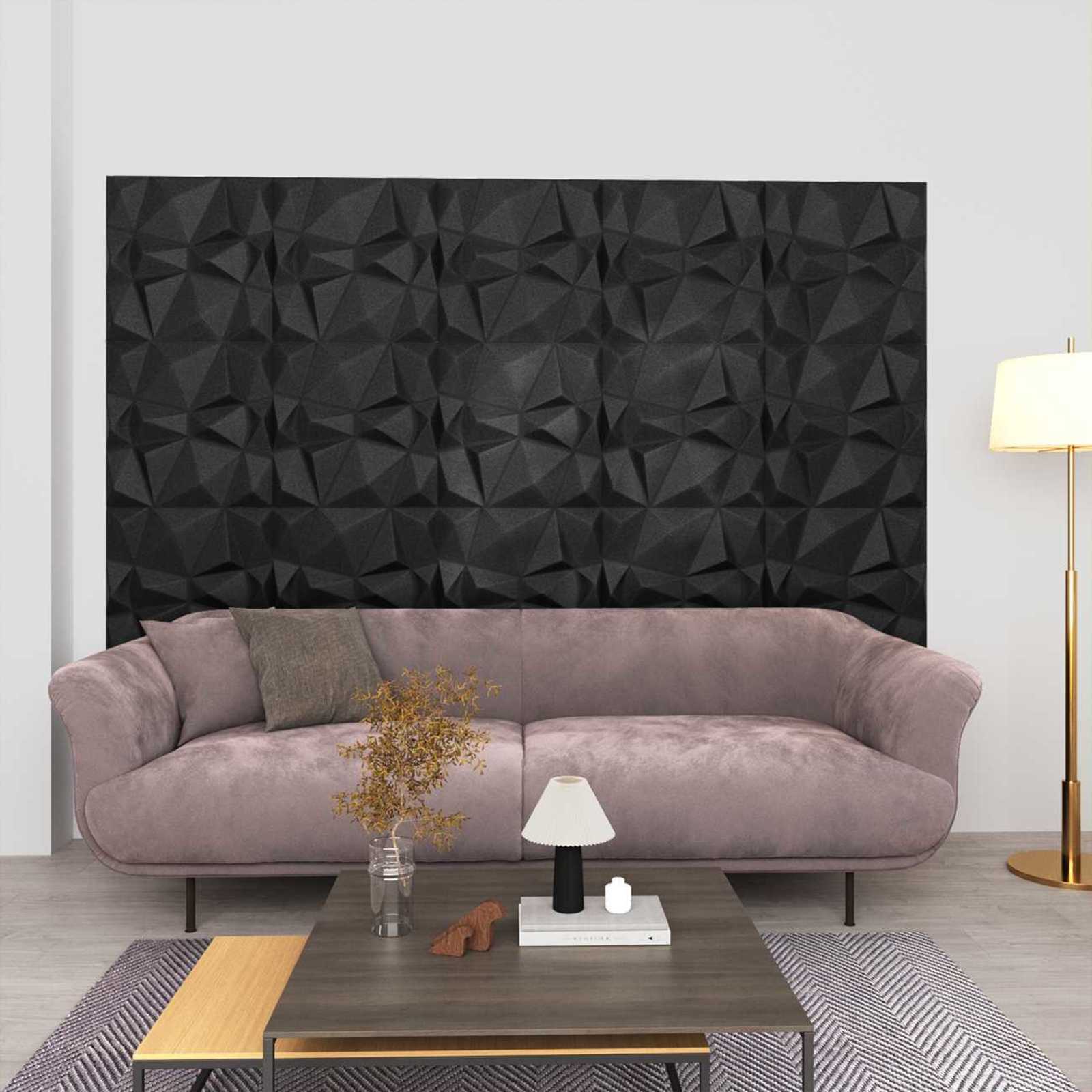 Painéis de parede 24 unid. 50 x 50 cm preto diamante espuma xps