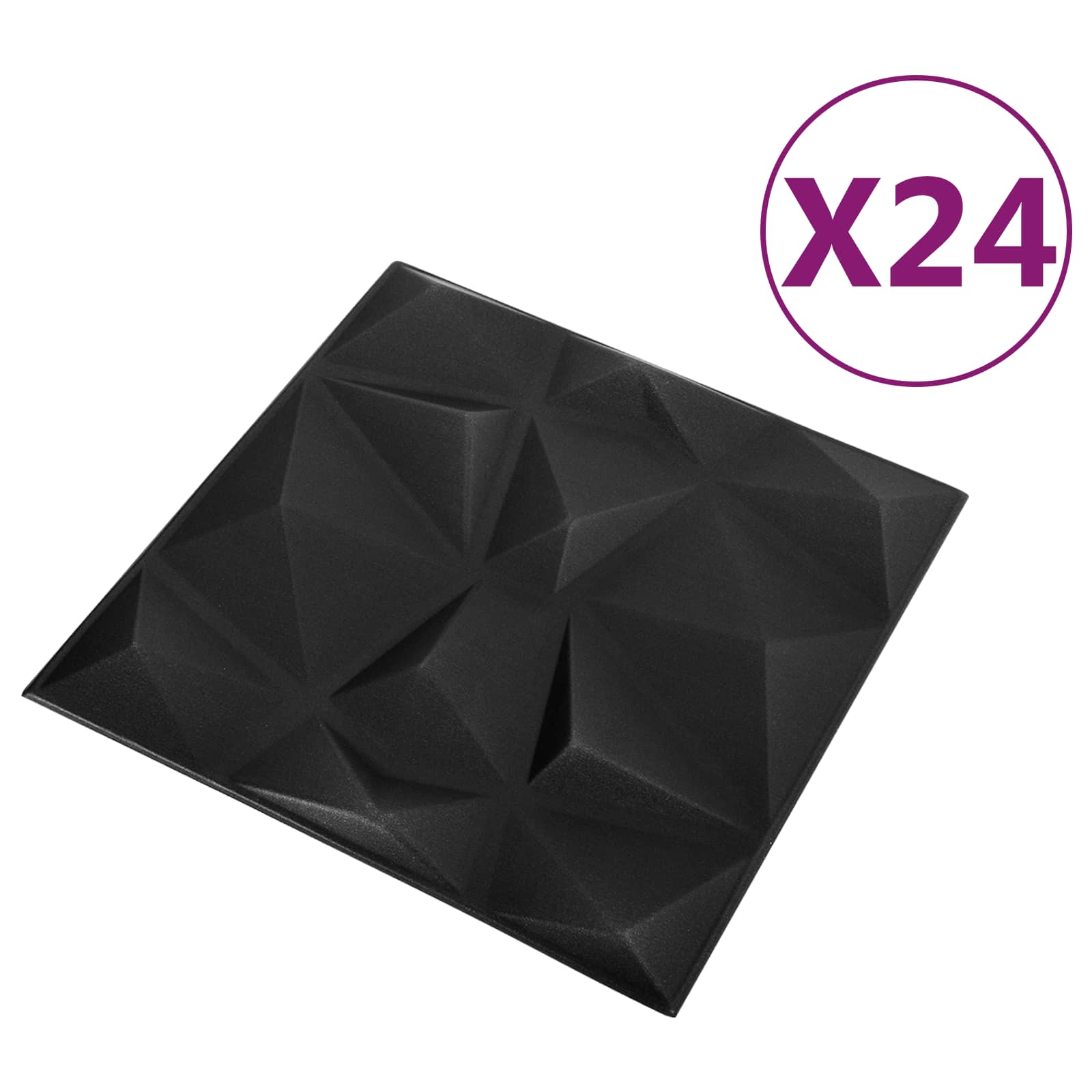 Painéis de parede 24 unid. 50 x 50 cm preto diamante espuma xps