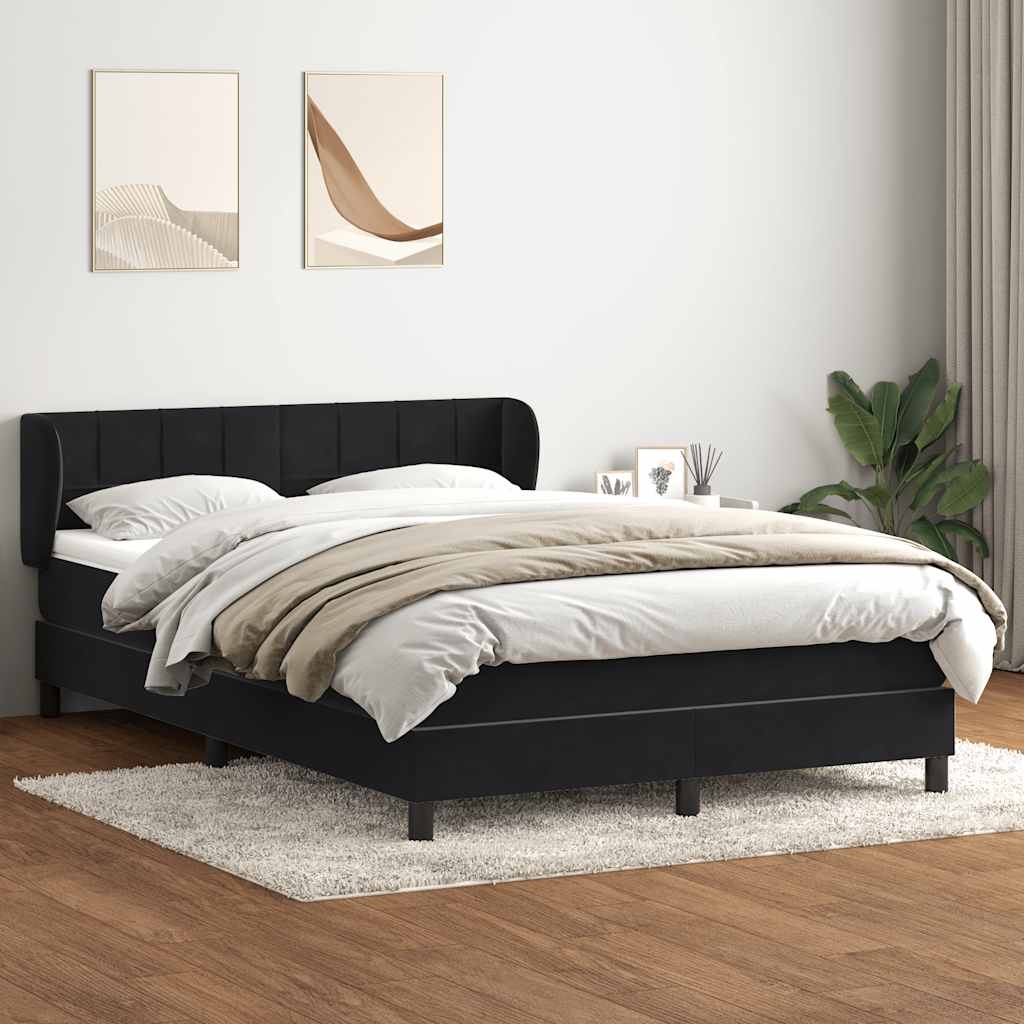 Cama com molas/colchão 160x210 cm veludo preto