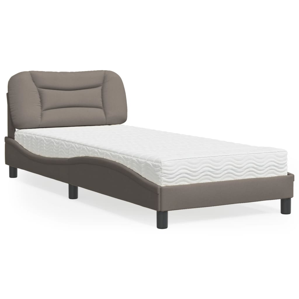 Cama com colchão hvar 80x200 cm tecido castanho-acinzentado
