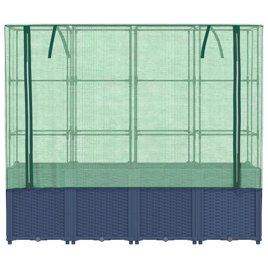 Canteiro elevado com cobertura para estufa, estilo rattan, 160x40x153 cm