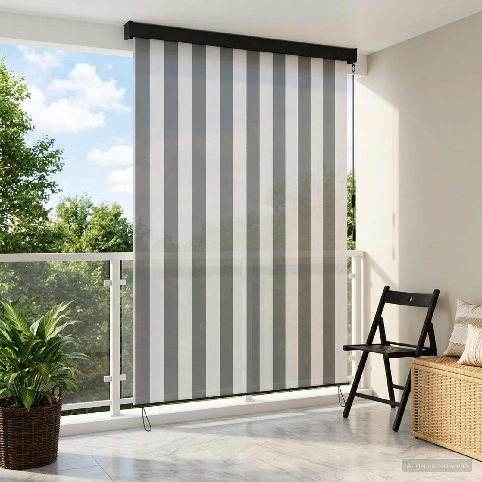 Estores de rolo antracite e branco 100 x 250 cm