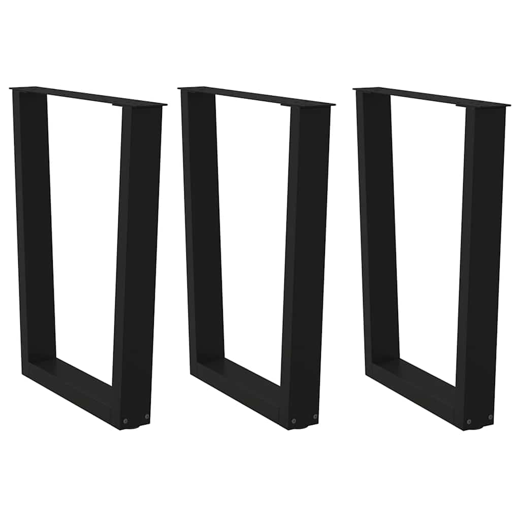 Pernas para mesa de jantar em v 3 peças, preto, 70x(72-73,3) cm, aço