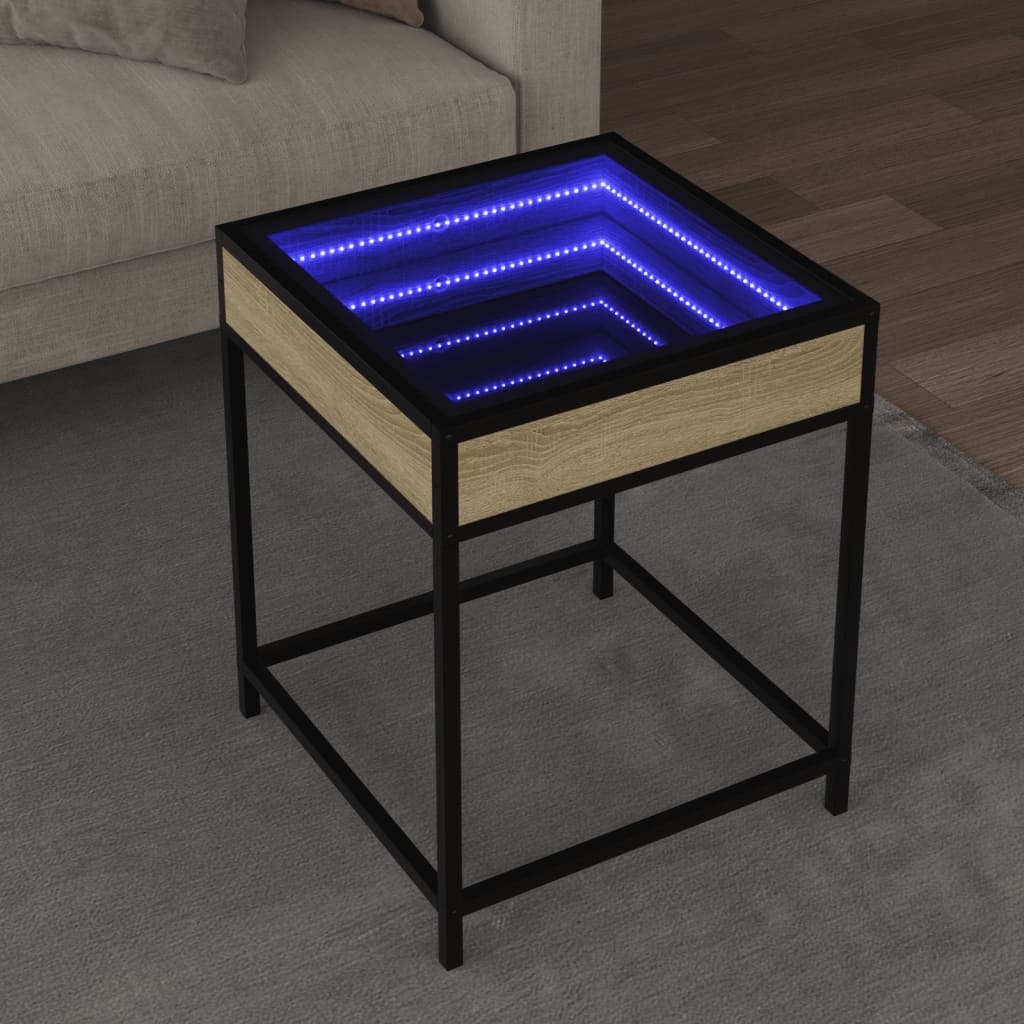 Mesa de centro luzes LED infinity 40x40x51 cm carvalho sonoma