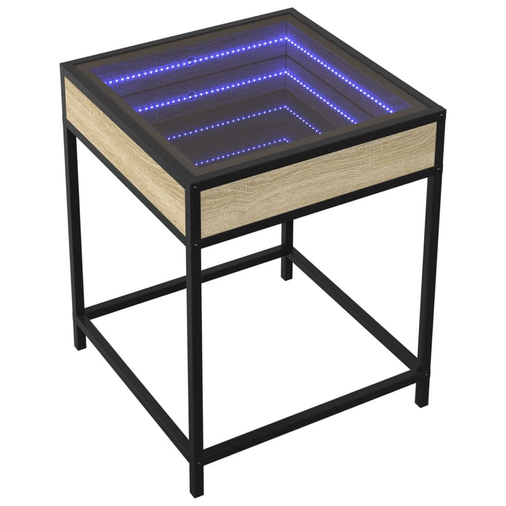 Mesa de centro luzes LED infinity 40x40x51 cm carvalho sonoma