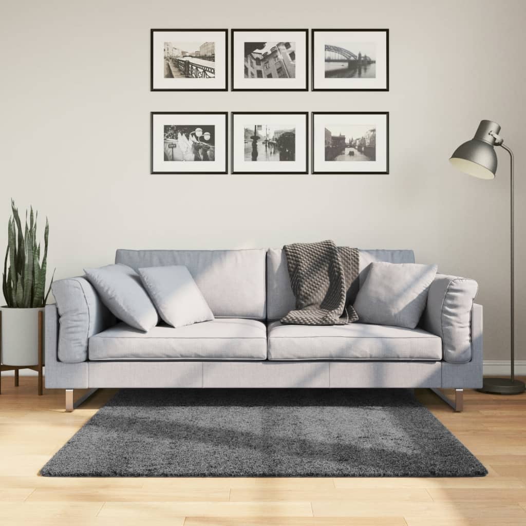 Tapete de pelo curto oviedo 120x120 cm antracite