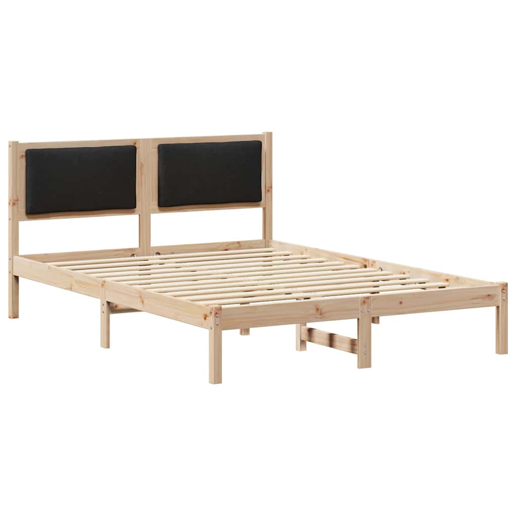 Estrutura da cama preto 160 x 200 cm madeira de pinheiro sólida