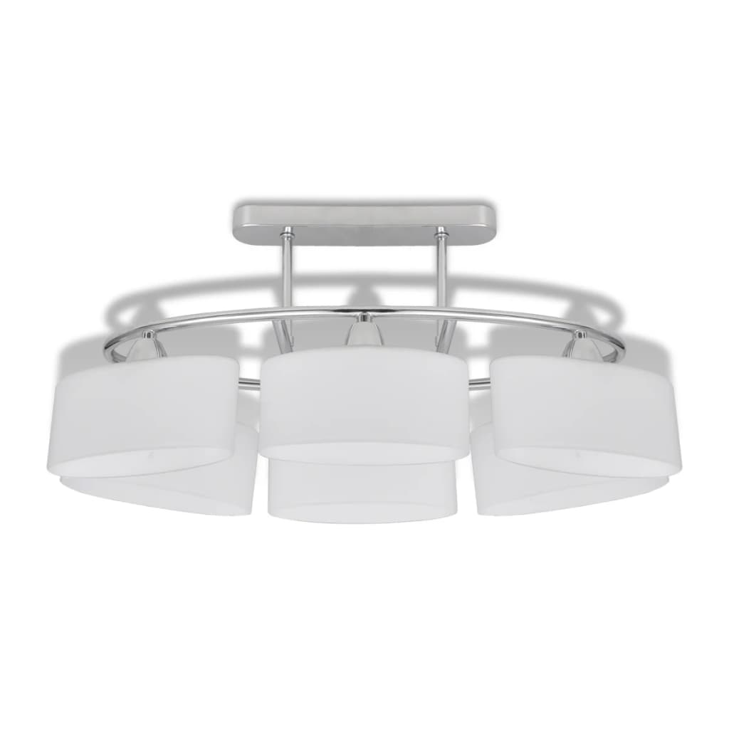 Lâmpada de teto com vidro de sombras em forma oval para 6 e14 bulbos