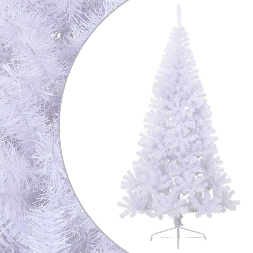 Meia árvore de natal artificial com suporte 240 cm PVC branco