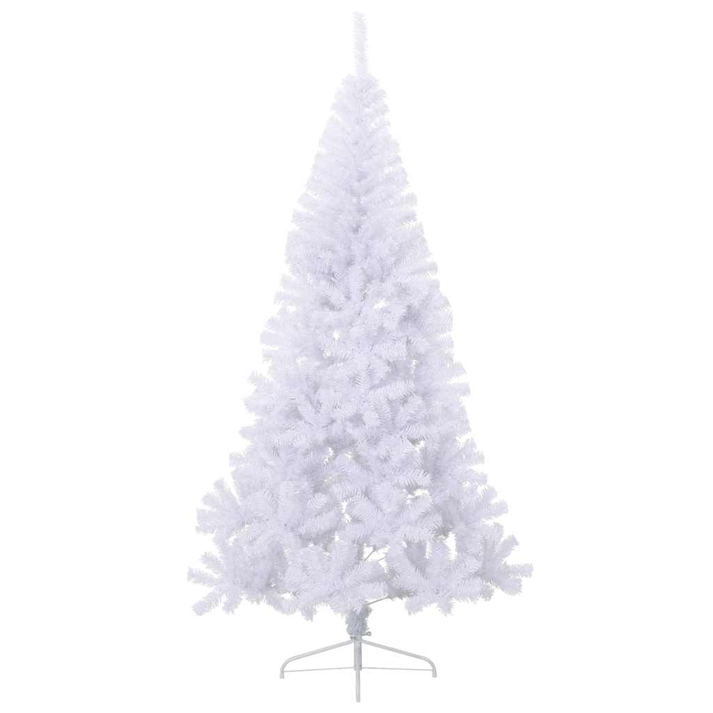 Meia árvore de natal artificial com suporte 240 cm PVC branco