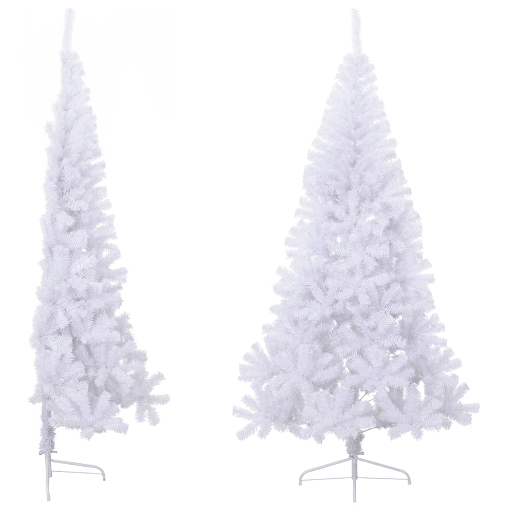 Meia árvore de natal artificial com suporte 240 cm PVC branco