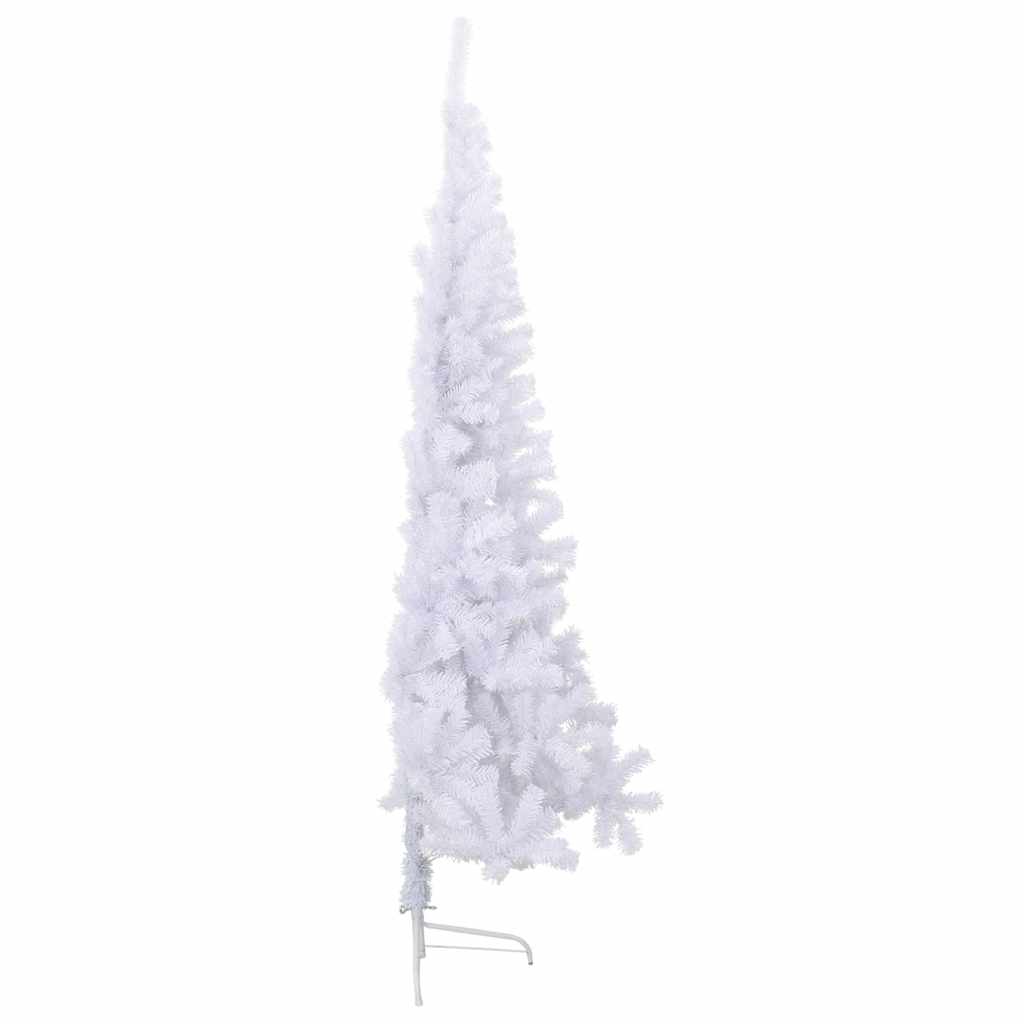 Meia árvore de natal artificial com suporte 240 cm PVC branco